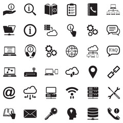 Information Icons. Black Flat Design. Vector Illustration.