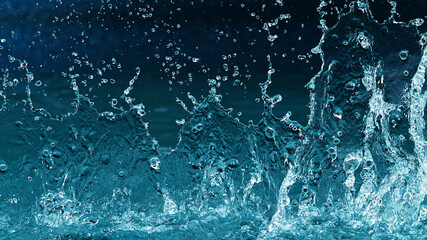 Abstract water splashes isolated on blue background