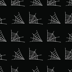 Authentic vector seamless pattern with cobwebs. Hand-drawn sketch elements for Halloween design, greetings, invitations, advertising, prints.