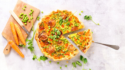 vegetarian quiche with pea and carrot