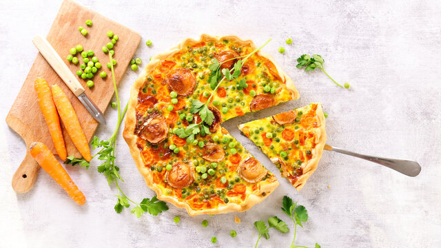 Vegetarian Quiche With Pea And Carrot