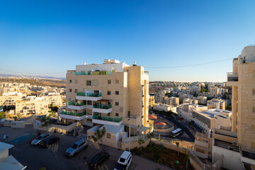 24-06-2021. modiin ilit- israel. Top view of the buildings on the streets of Kiryat Sefer