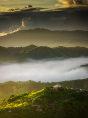 sunrise over the mountains.