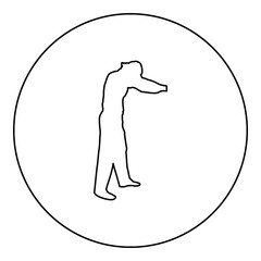 Man dressing sweater Clothes concept Put on his pullover silhouette in circle round black color vector illustration contour outline style image