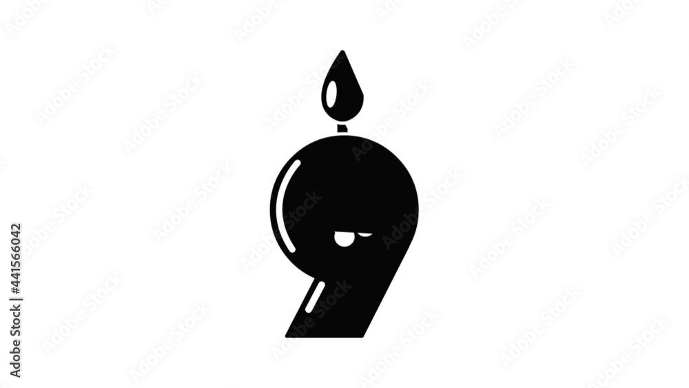 Poster candle numeral icon animation simple best object on white