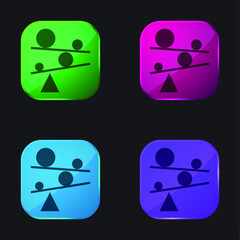 Balance four color glass button icon