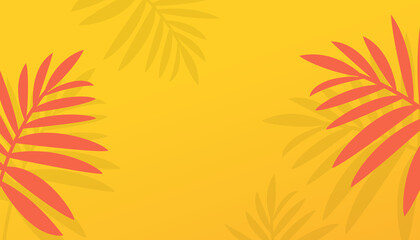 Summer sale horizontal banner with tropical leaves for store marketing promotion. Vector illustration