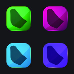 Barbados four color glass button icon