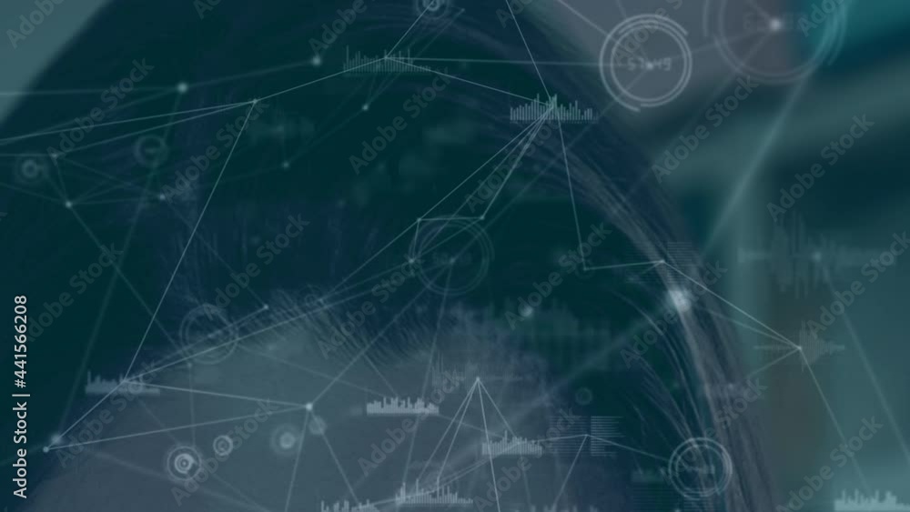 Poster animation of network of connections with statistics