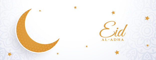 white and golden moon eid al adha bakrid banner