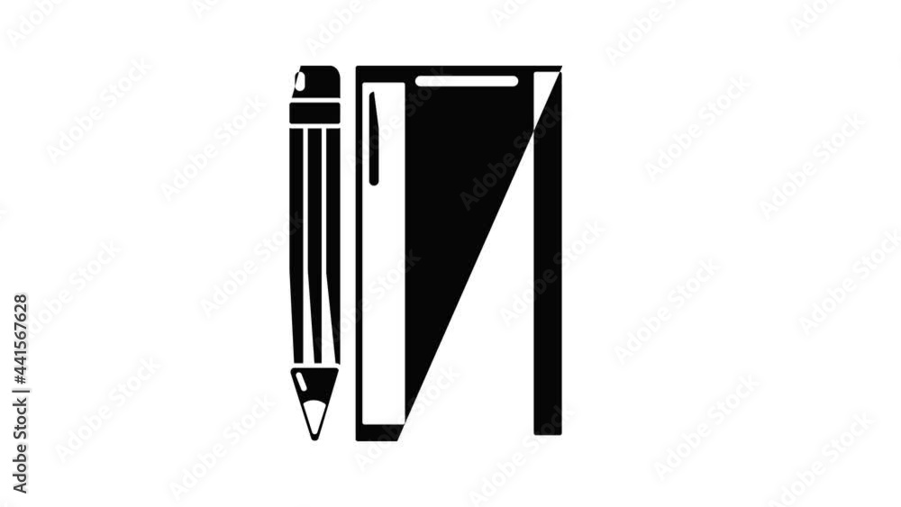 Poster notepad pencil icon animation simple best object on white