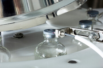  close-up of pharmaceutical production line stand