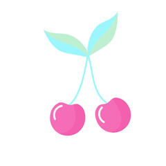 Cherries icon flat. Vector summer elements for cards, banners, posters, mug, scrapbooking, pillow case, phone cases and clothes design.