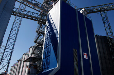 Stainless steel grain silos.  Agriculture.