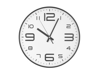 Round black and white clock isolated on white background	