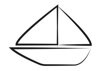 Icono de barco de vela en fondo blanco.