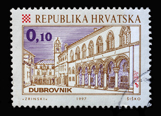 A stamp printed in Croatia shows Dubrovnik, Series Croatian Towns, circa 1998
