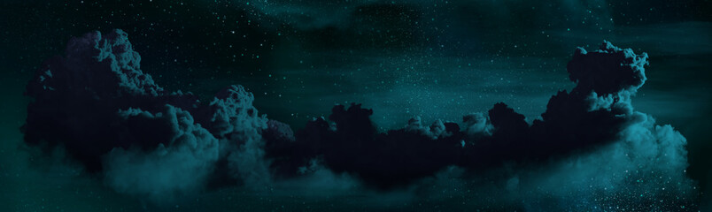 panorama of cumulus clouds at night , design nature 3D illustration