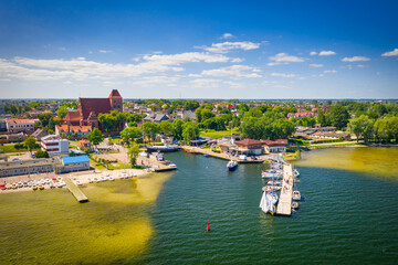 Scenery of the beach in Puck on the Bay of Puck at summer. Poland