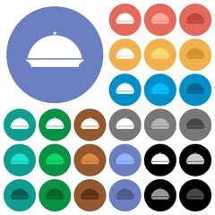 Food tray round flat multi colored icons
