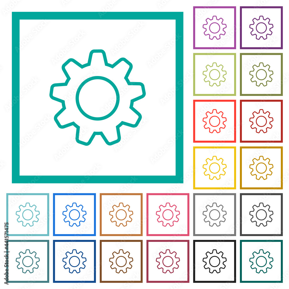 Poster settings flat color icons with quadrant frames