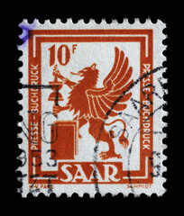 Stamp from Germany area Saar shows Press and printing industry, circa 1950