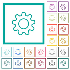 Settings flat color icons with quadrant frames