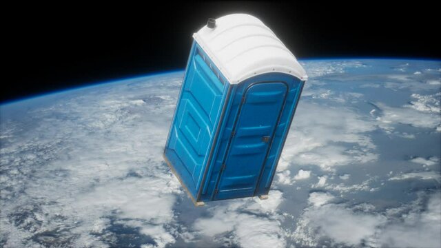 Portable street WC toilet cabin on Earth orbit