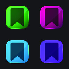 Bookmark four color glass button icon