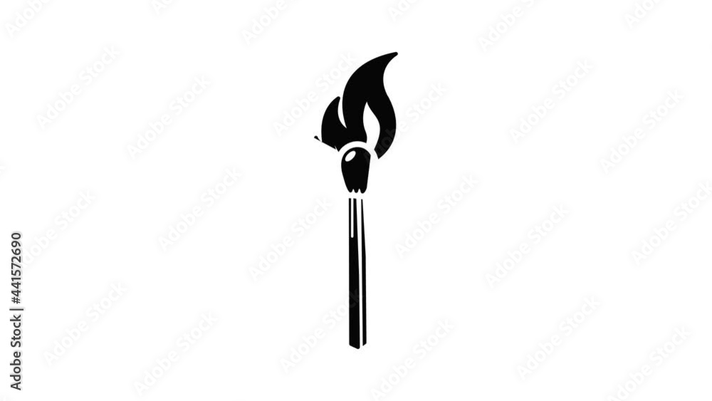 Poster burning match icon animation simple best object on white