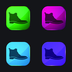 Boot four color glass button icon