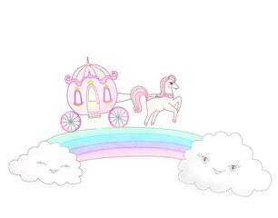 vintage carriage goes in a fairy-tale land