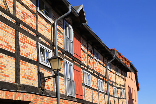 Historical architecture in the island town Malchow, Mecklenburg Western Pomerania - Germany