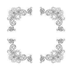 Decorative hand drawn classic vintage ornament. Retro hand drawn dividers victorian old frames. Text lines vintage border scribble dividing line elements doodle vector illustration