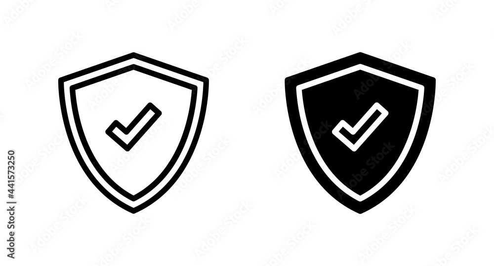 Poster shield with check mark icon vector for computer, web and mobile