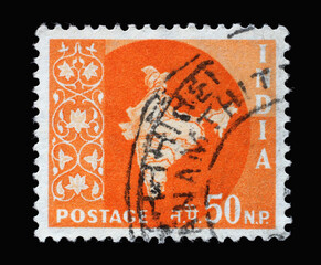 Stamp printed in India shows Map of India, circa 1957