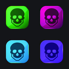Big Skull four color glass button icon