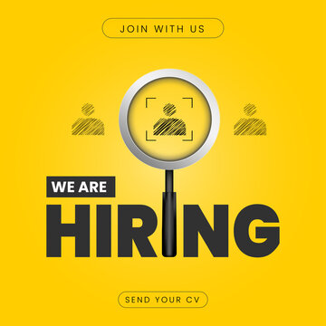 Hiring Job post template, We are hiring Job advertisement social media design, Vector	
