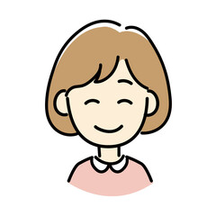 笑顔の女性のバストアップイラスト
