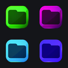 Black Folder Shape For Interface four color glass button icon