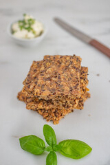 healthy home made crisp rye bread on a table