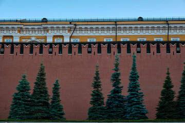 Fototapeta na wymiar Moscow, Russia - 06.24.2021: Moscow Kremlin wall closeup