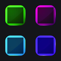 Black Square Shape four color glass button icon
