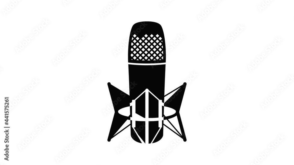 Poster studio microphone icon animation simple best object on white