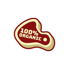 one hundred organic meat beef raw food logo concept design illustration