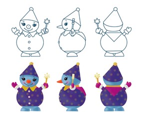 Snowman with a magic wand