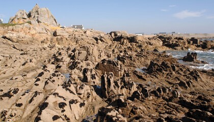Fototapeta na wymiar les rochers à Lesconil en Finistère Bretagne France 