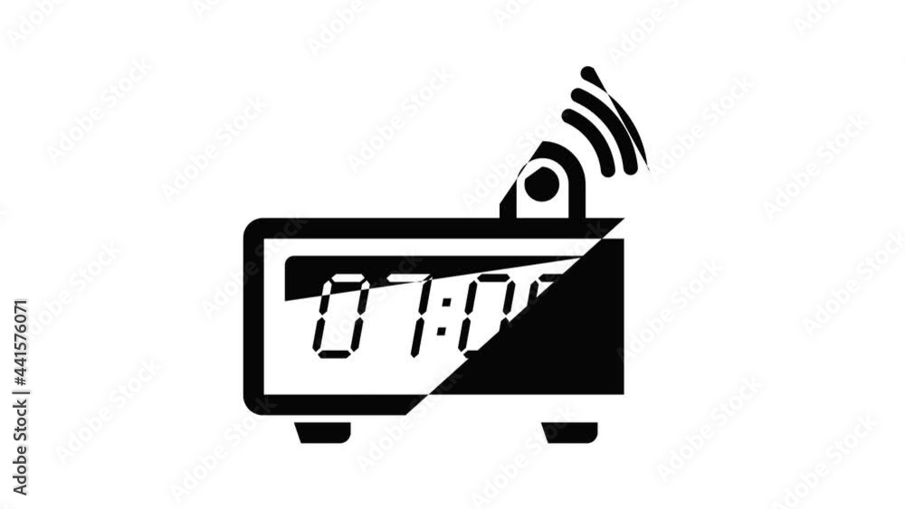 Aufkleber electronic alarm clock icon animation simple best object on white