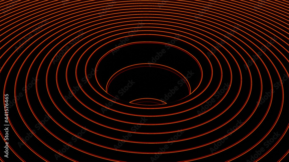 Poster 3d illustration graphic illusion of falling in the center of circle neon lighting color pattern stru