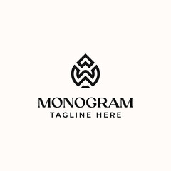 Initial Letter W Monogram Logo Template Isolated in White Background